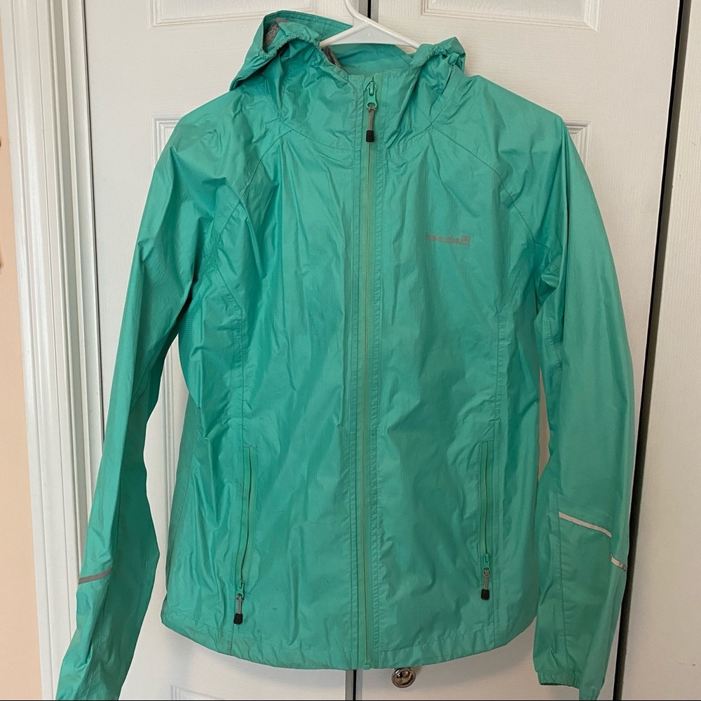 Avalanche teal rain jacket
